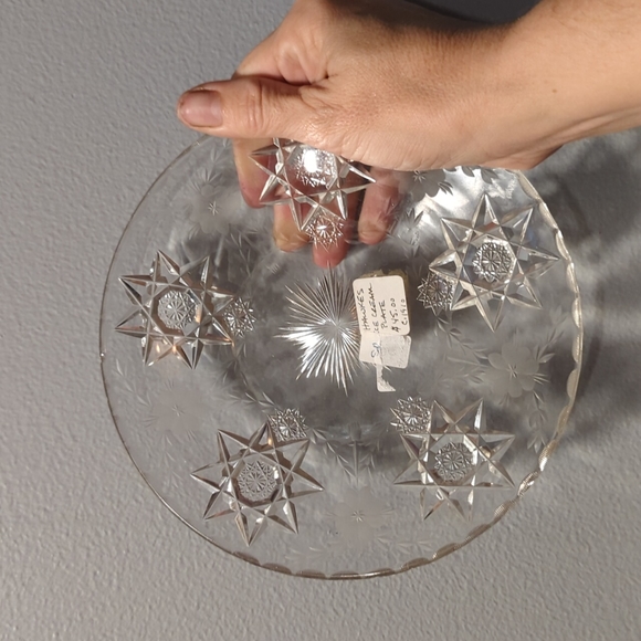 Hawkes Ice Cream Plate circa 1910 glass crystal dessert antique star pattern - Picture 5 of 7